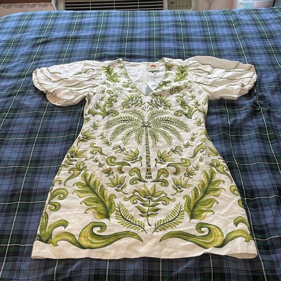 NWT FARM Rio Milani Off White Linen Mini Dress Women Size M - Picture 9 of 16